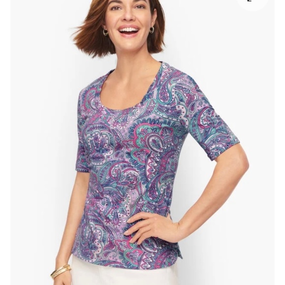 Talbots Short Sleeve T Shirt Multi Colour Size M NWOT - Picture 6 of 6